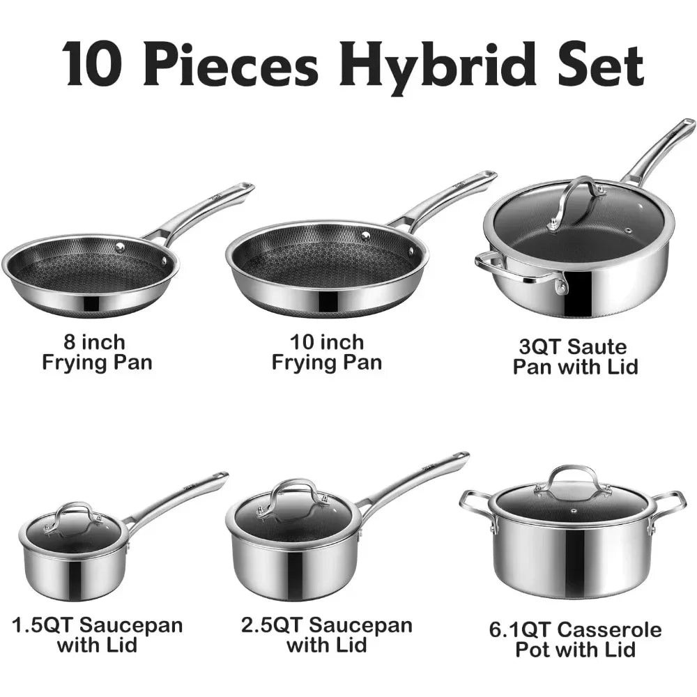 Non Stick Hybrid Stainless Steel Cookware Set for Effortless Cooking