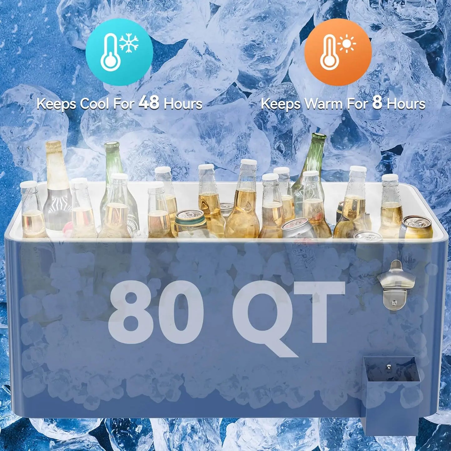 Outdoor Rolling Beverage Cart With Bottle Opener And Drainage