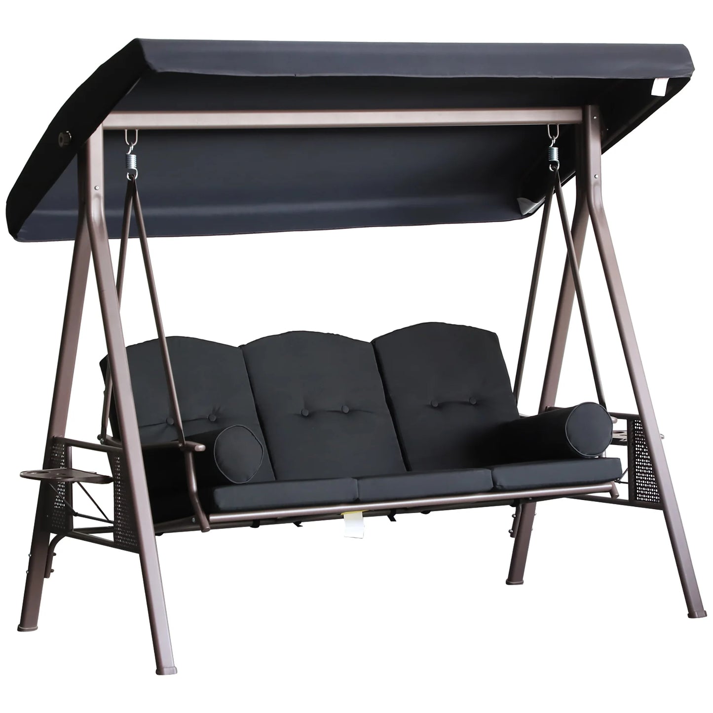 3-Person Outdoor Canopy Glider Bench with Cushions | Patio Porch Swing SeatThree Person Outdoor Canopy Cushioned Glider Bench