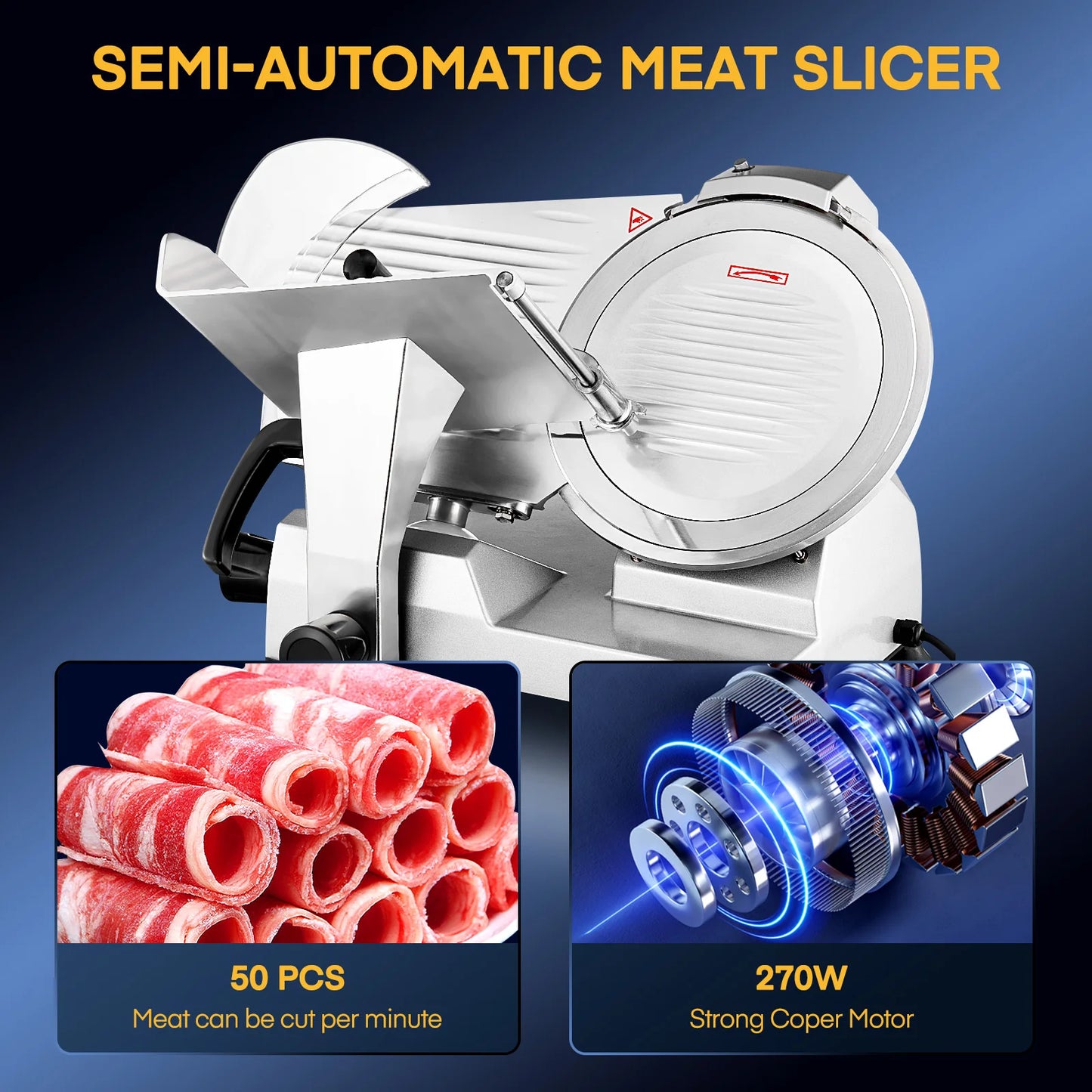 12-Inch Electric Meat and Deli Slicer with Adjustable Thickness