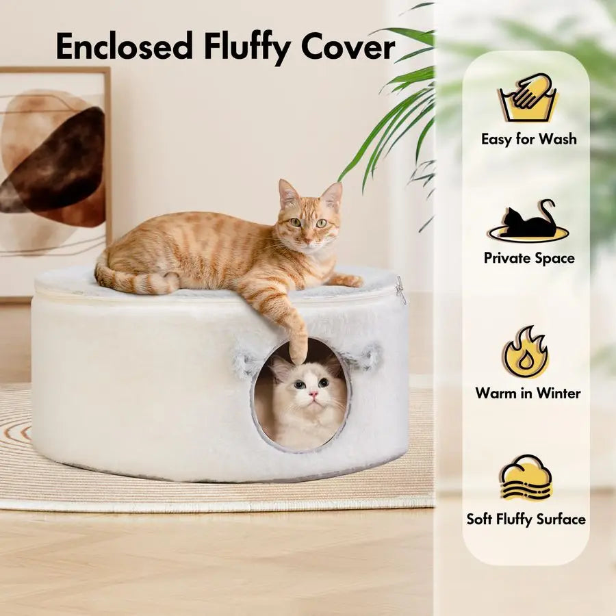 Cat Cave Bed With Hideaway Hammock And Removable Cover