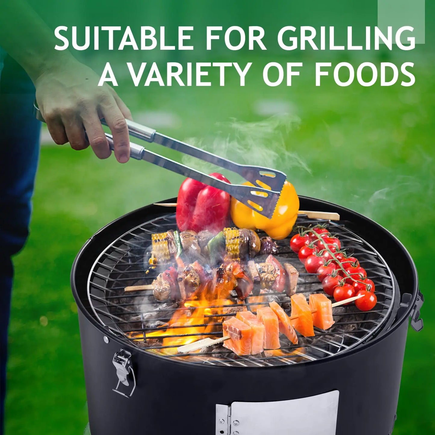 Vertical Charcoal Smoker & BBQ Grill with Dual Cooking Grates