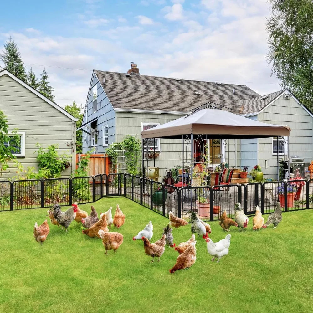 16-Panel 24-Inch Metal Pet and Poultry Indoor & Outdoor Playpen with Two Doors