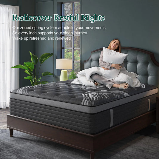 Hybrid Memory Foam Mattress In A Box With Euro Top