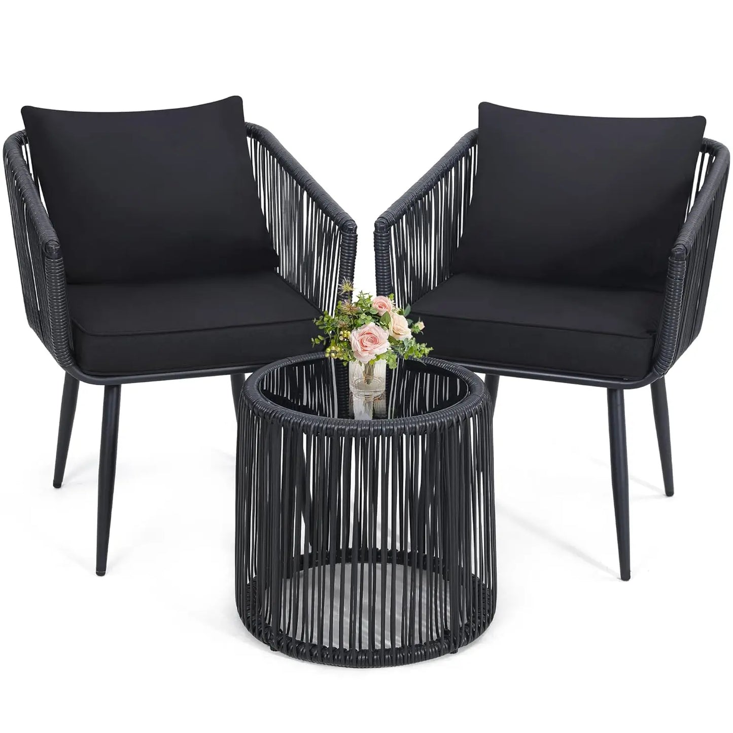 Patio Bistro Outdoor Furniture Set With Wicker Sofa And Table