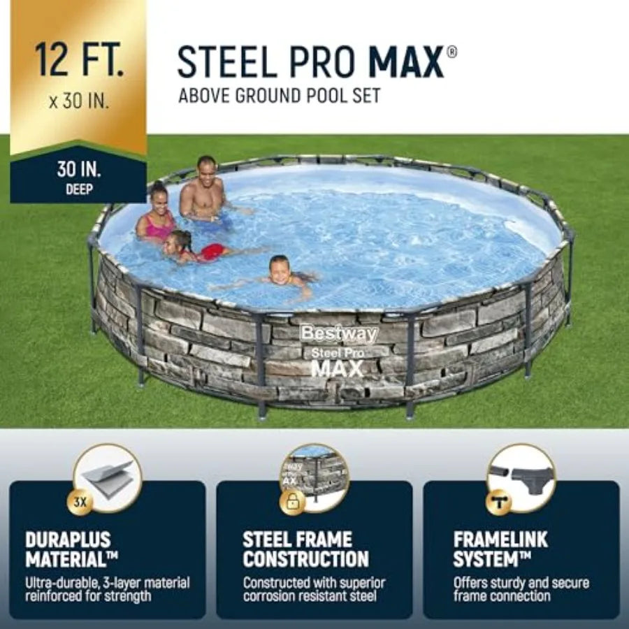 Steel Pro Max Above Ground Pool Set With Filter Pump