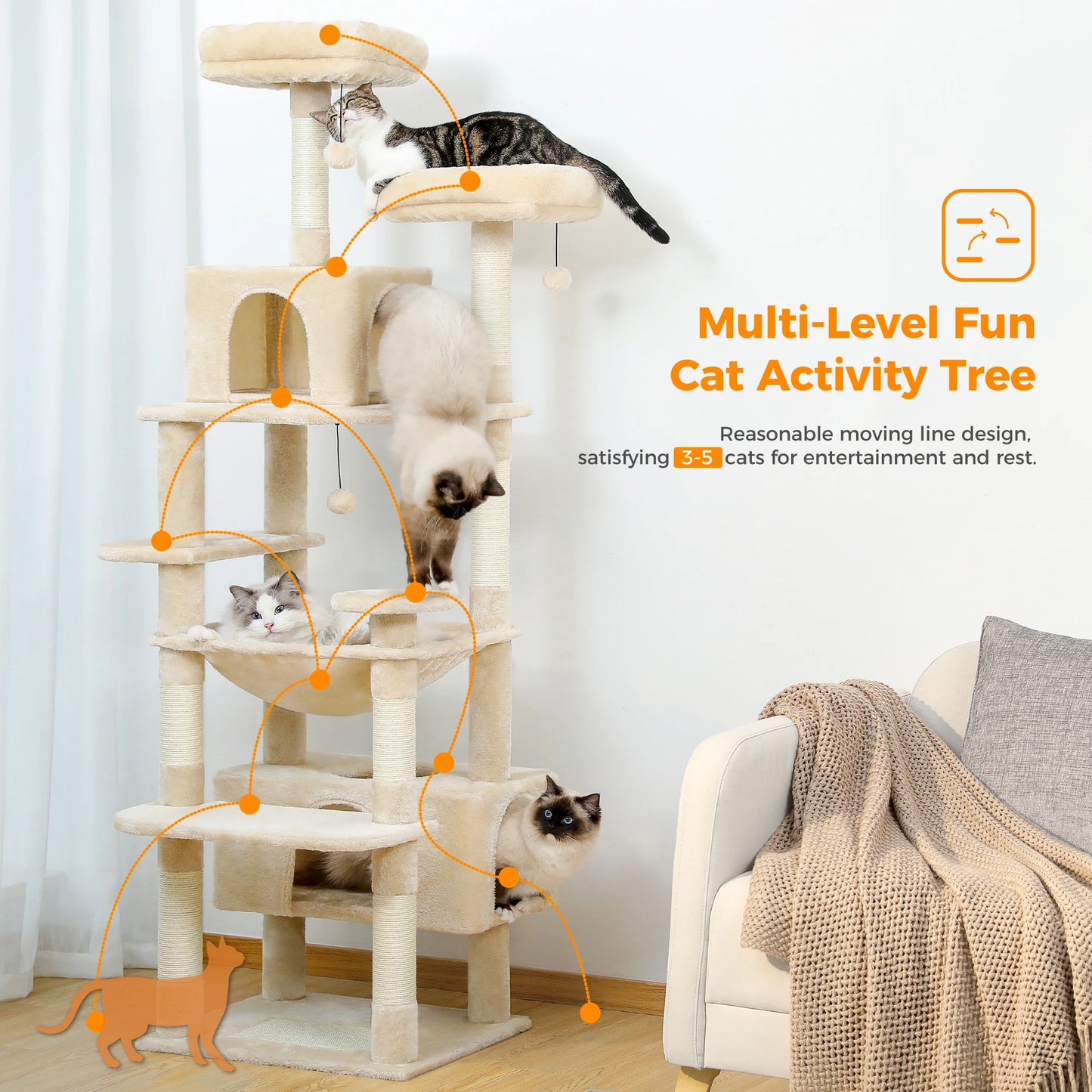 PAWZ Road Large Multi-Level Cat Tree &amp; Condo for Large Cats