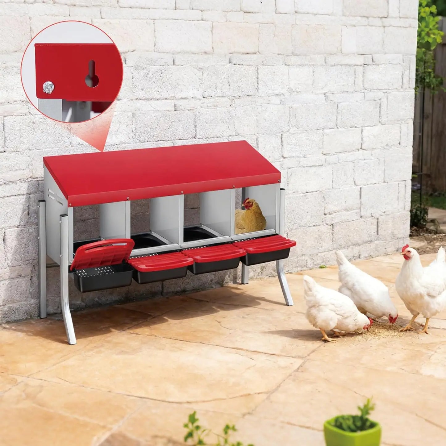 Automatic Rollout Metal Chicken Nesting Box With Collection Tray