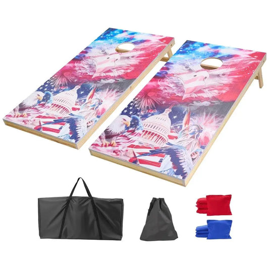 4x2ft Portable Cornhole Game Board Set with 8 Bean Bags and Carrying Case Outdoor Toss Game Ideal for Parties and Events
