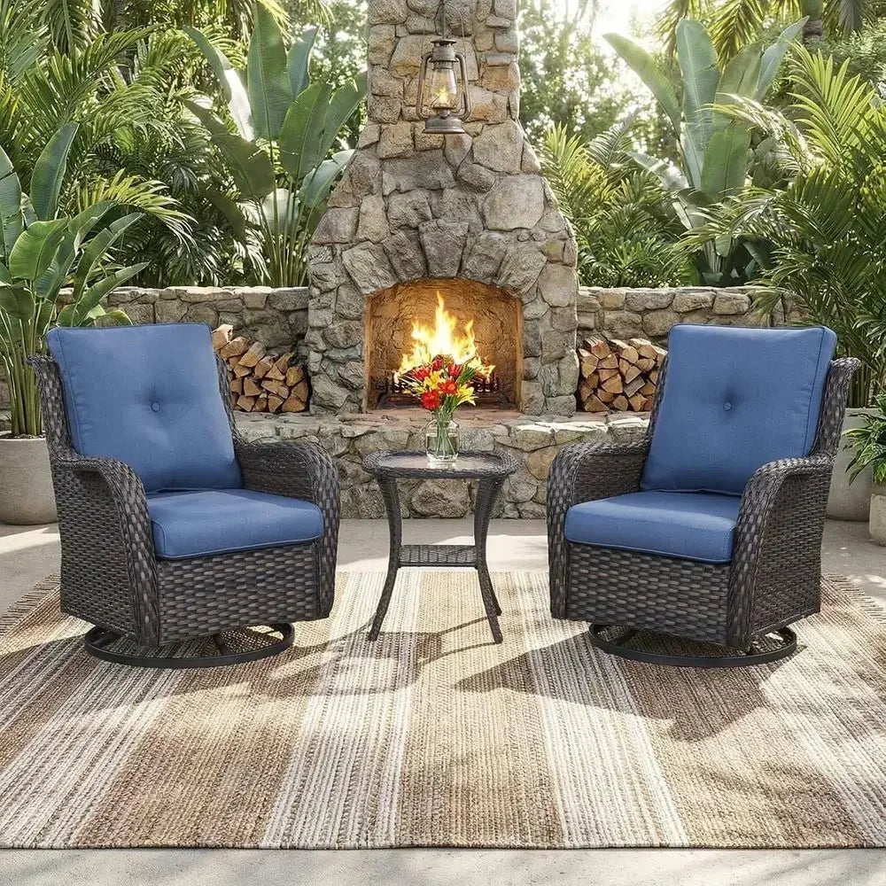 Outdoor Swivel Rocking Patio Set with Side Table