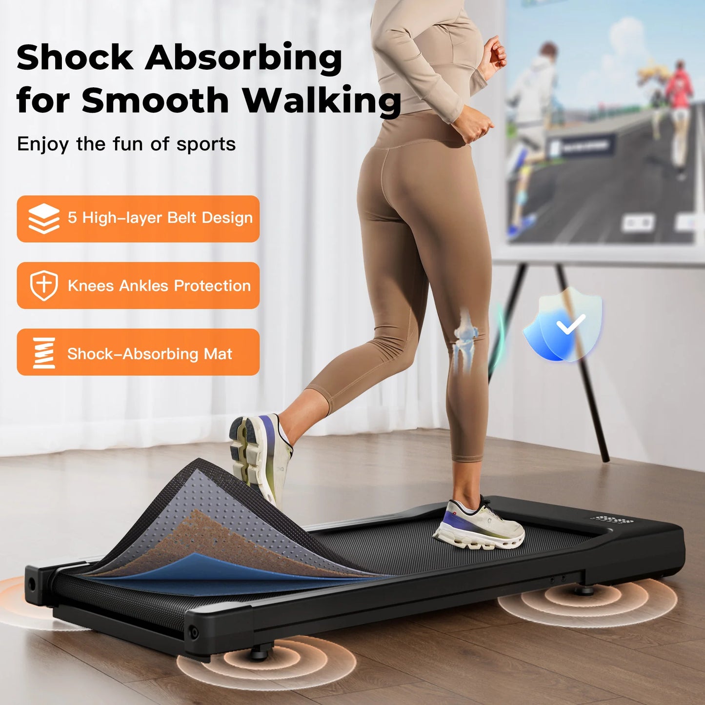 Portable Under Desk Treadmill with Remote Control for Home Office