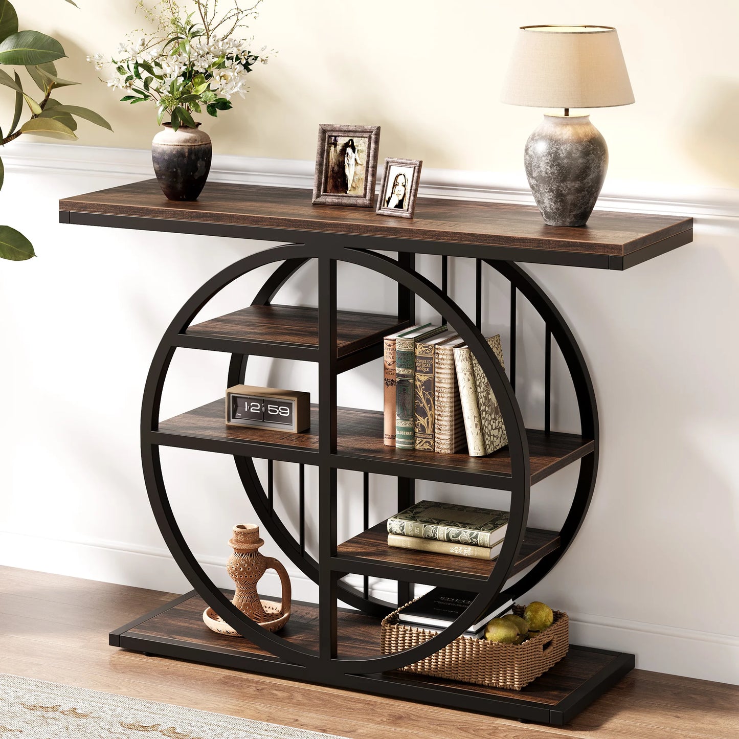 Industrial Console Table For Narrow Entryway Hallway Thick Top