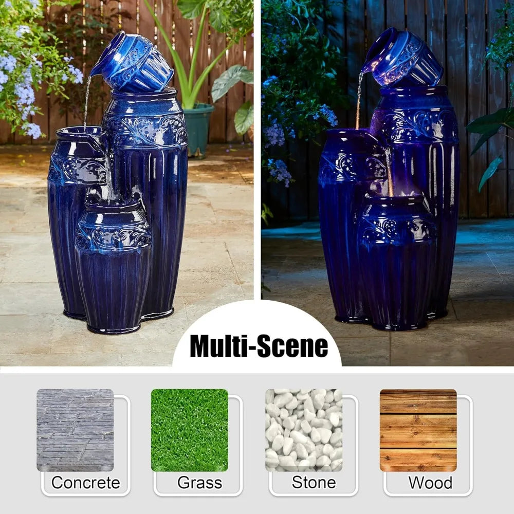 Elegant Outdoor Water Fountain With Led Lights And Pump