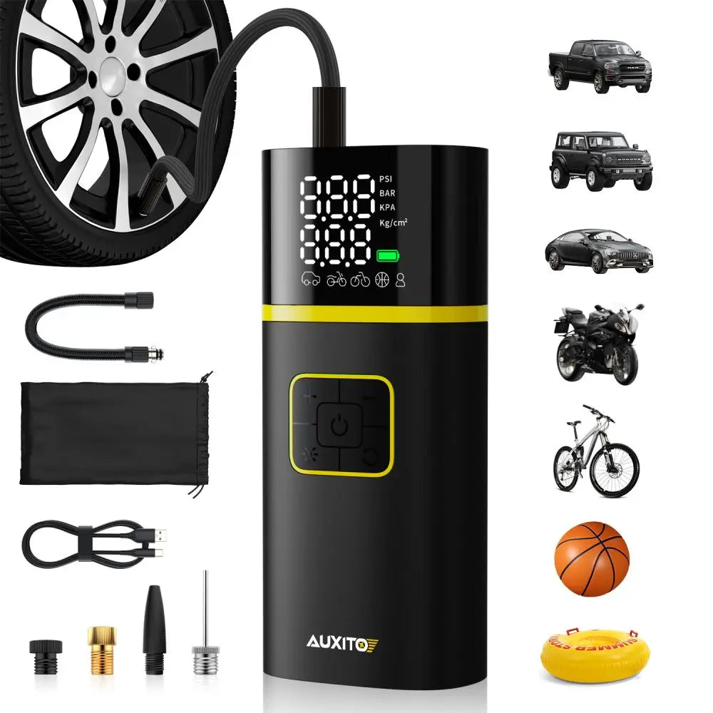 AUXITO Car Jump Starter Air Pump Power Bank Lighting Portable Air Compressor 4 In 1 Cars Battery Starters Auto Tyre Inflator
