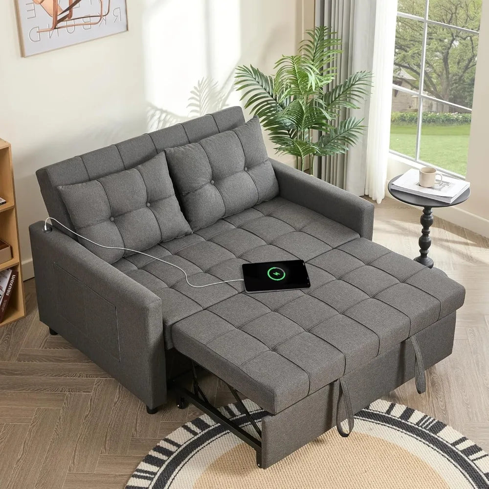 Convertible Sleeper Sofa With Adjustable Back And Pocket