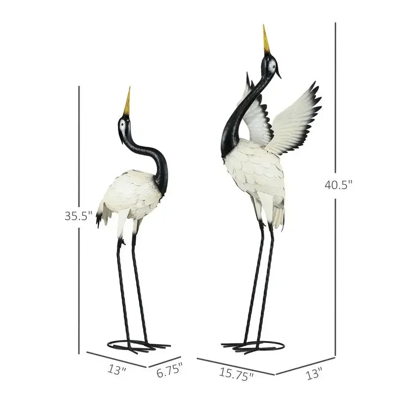 Outsunny Two Heron Garden Statues For Lawn And Yard Decor