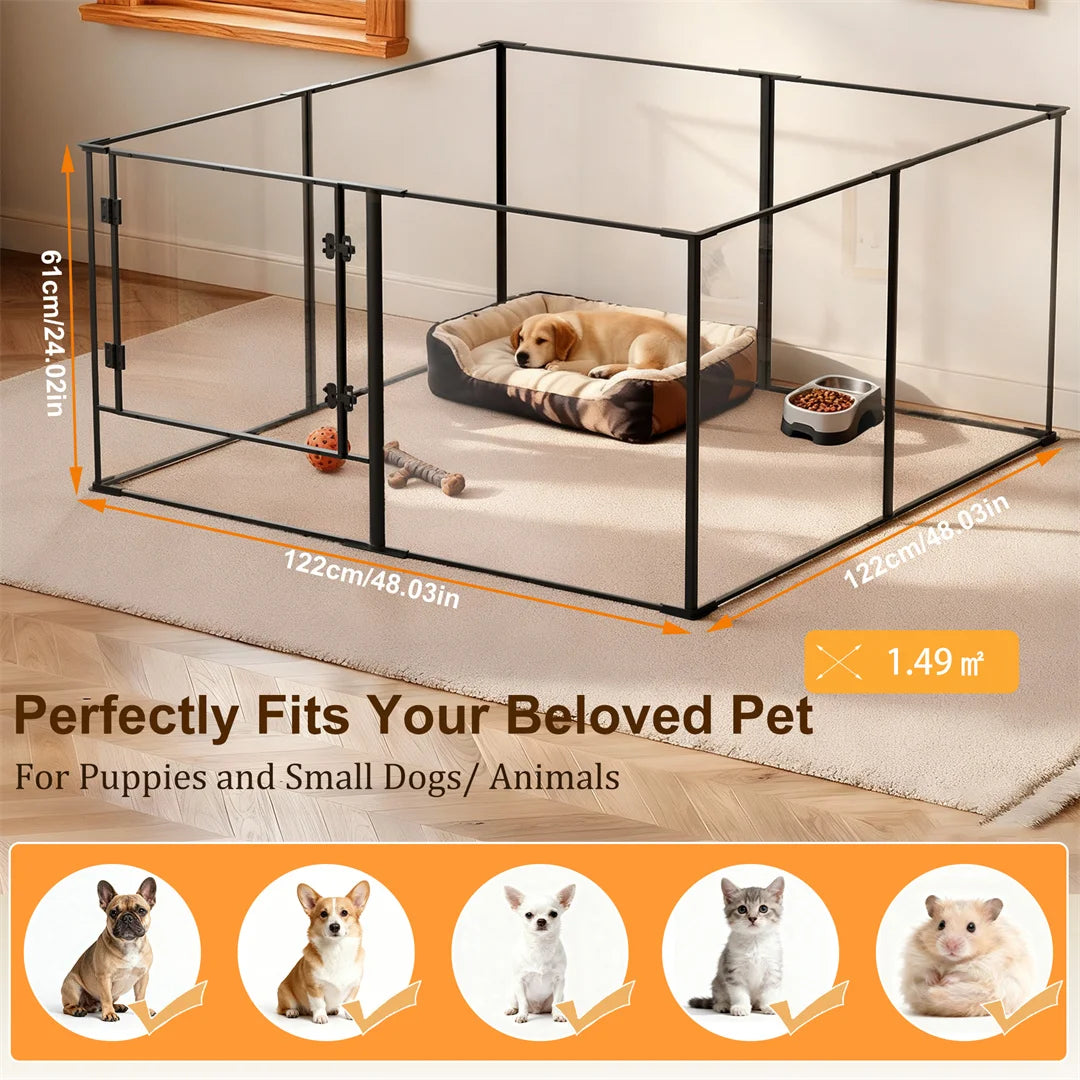 8-Panel Clear Indoor Pet Playpen – 24″ or 30″ High