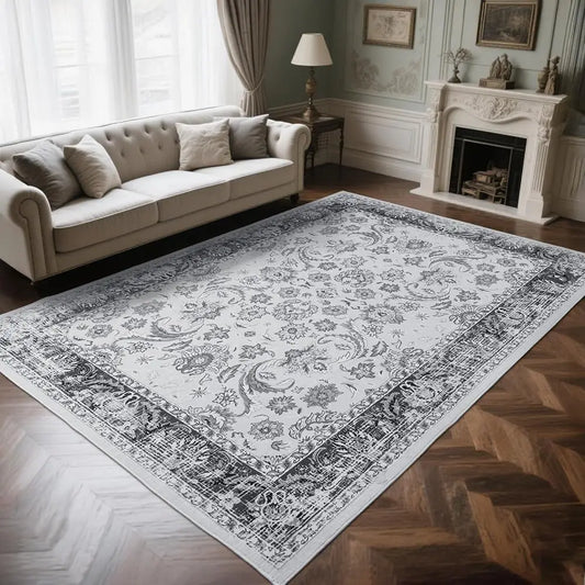Washable Non Slip Rug For Living Room And Bedroom Floral