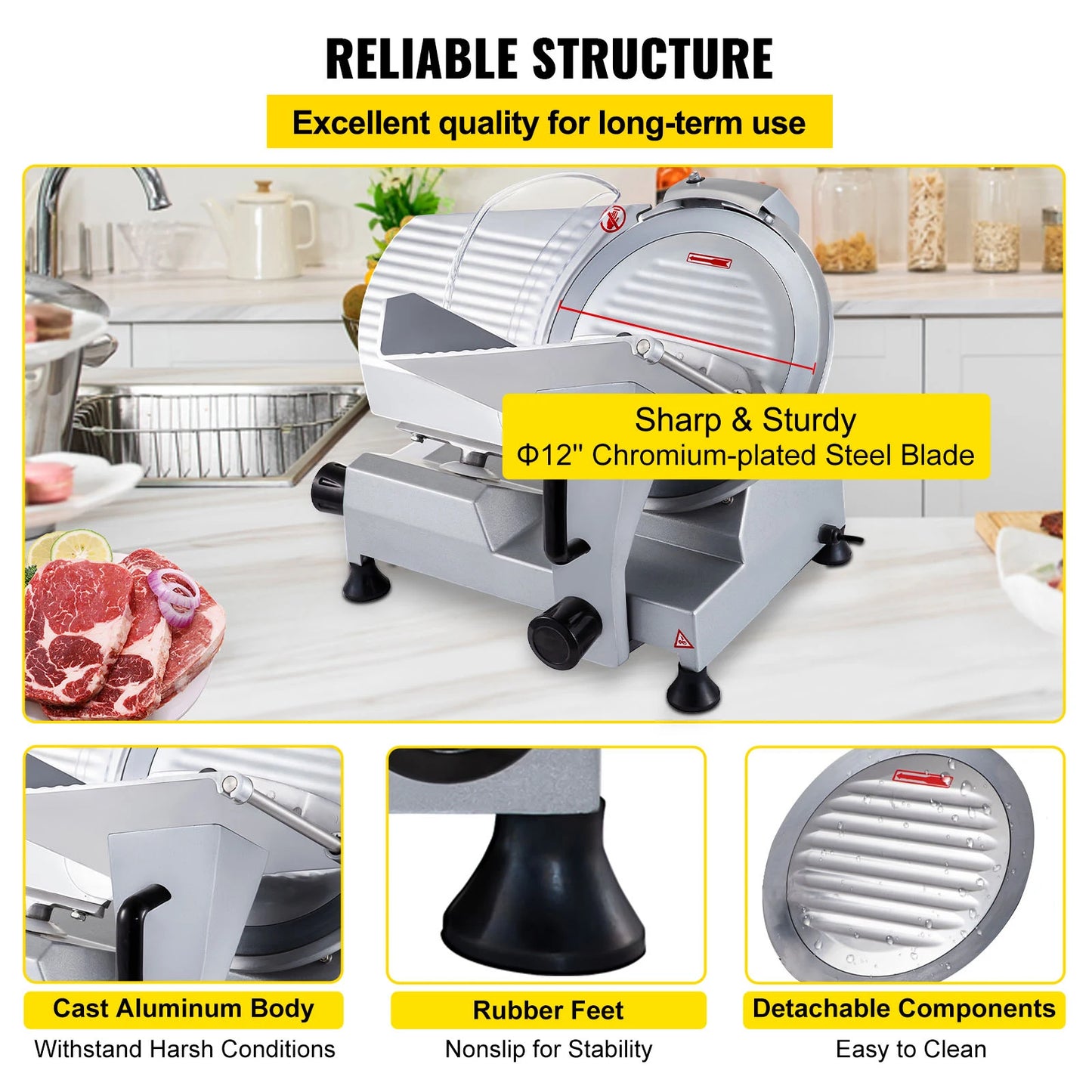 320W Commercial Meat Slicer Electric Deli Food Slicer for Meats