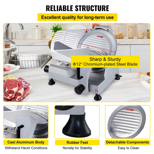 320W Commercial Meat Slicer Electric Deli Food Slicer for Meats
