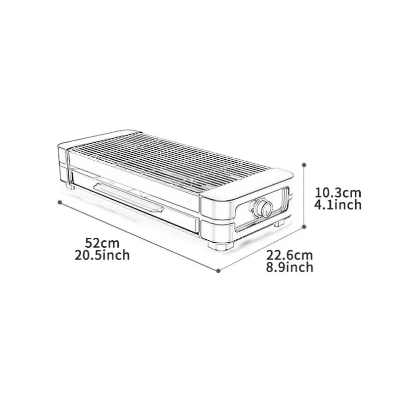 AMERZIS Stainless Steel Electric Grill With Temperature Control And Removable Surface