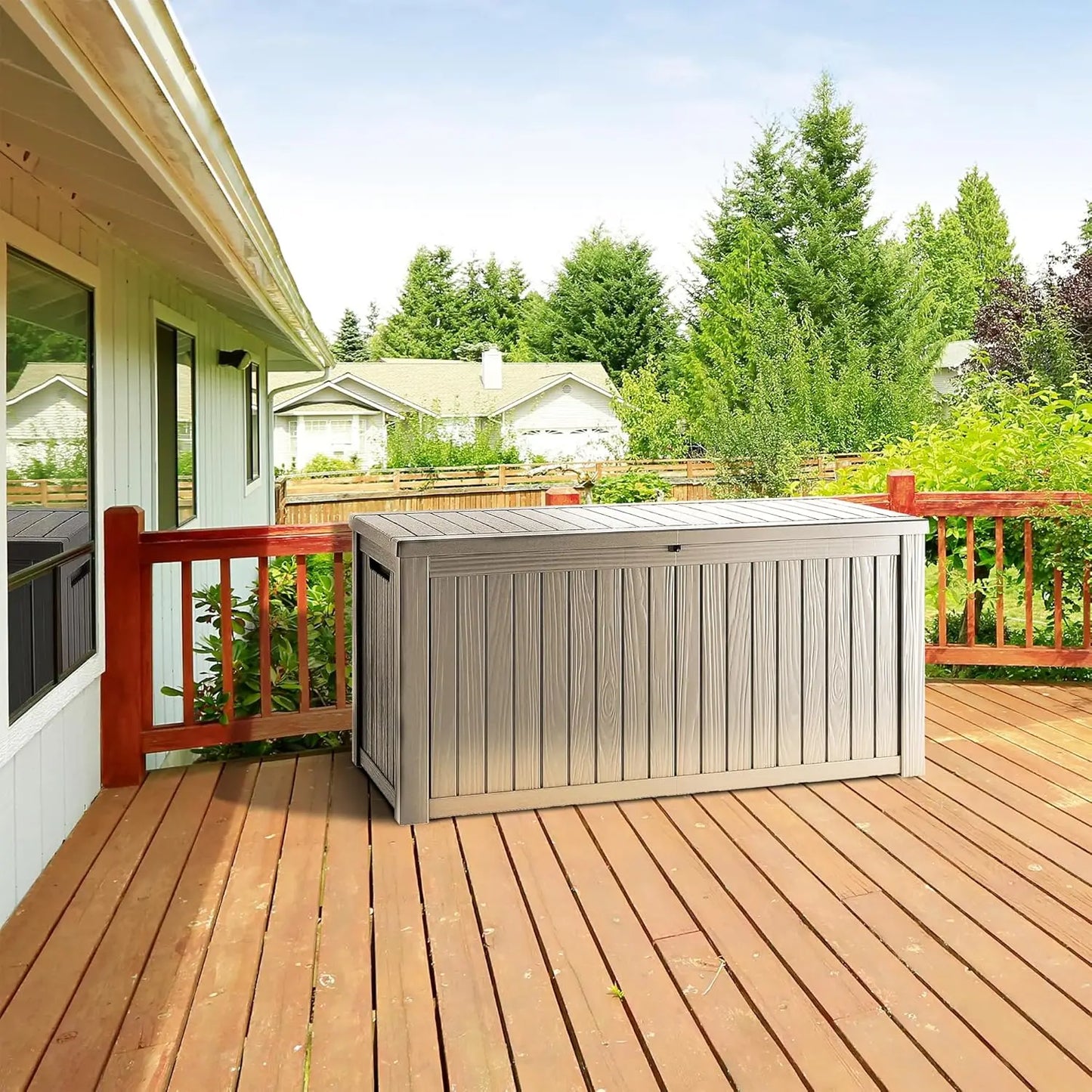 Lockable Resin Deck Box for Outdoor Cushions and Tools