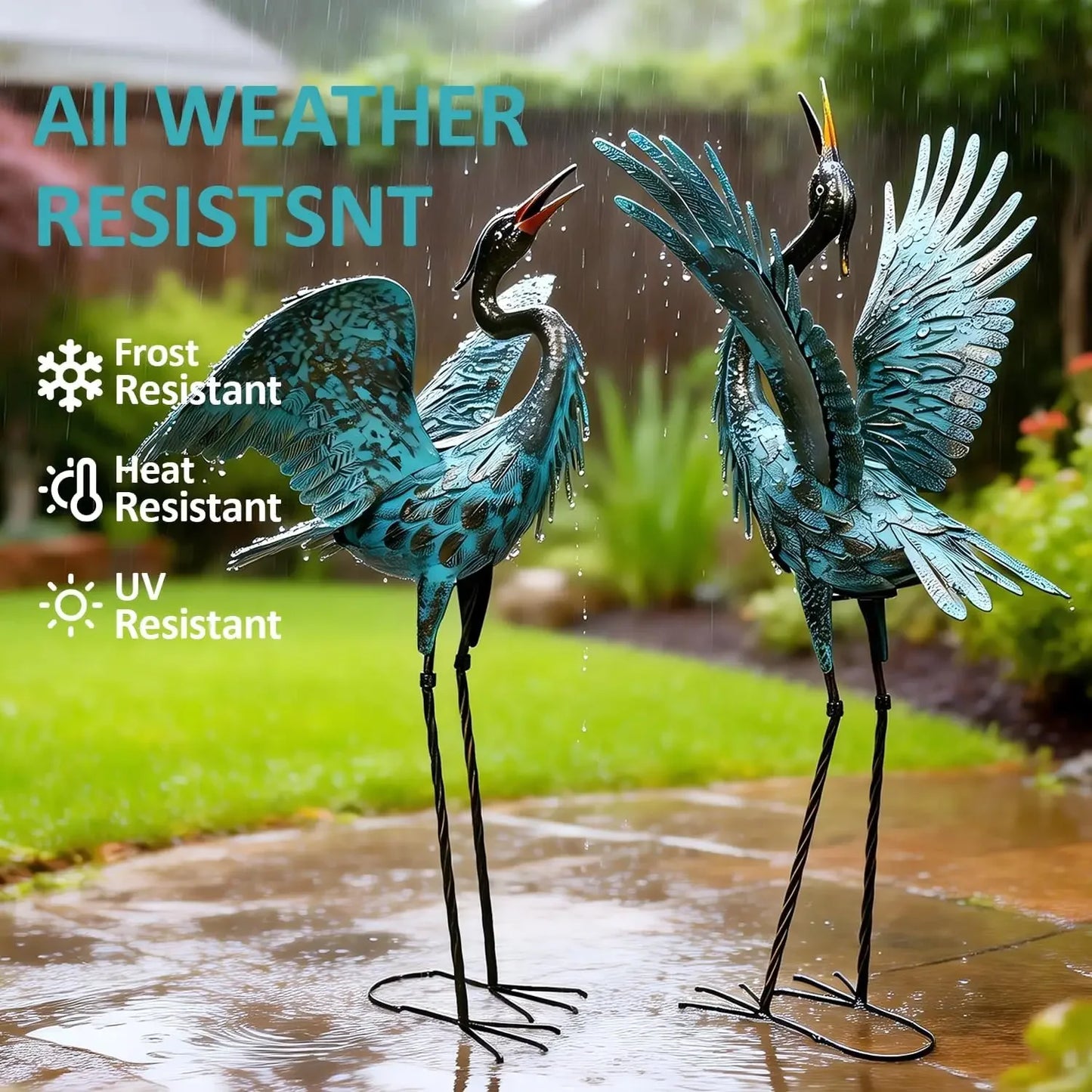 Blue Heron Garden Statues Set Of Two For Outdoor Yard Decor
