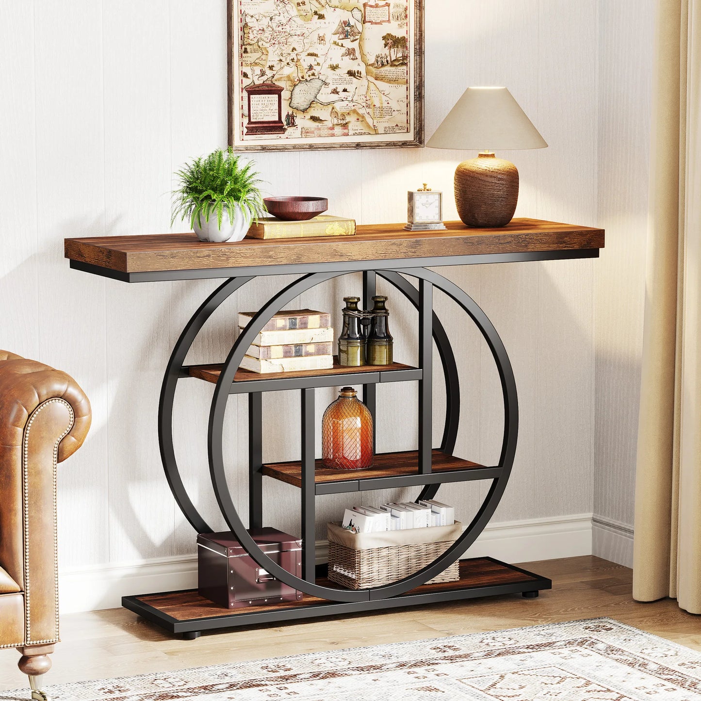 Industrial Console Table For Narrow Entryway Hallway Thick Top