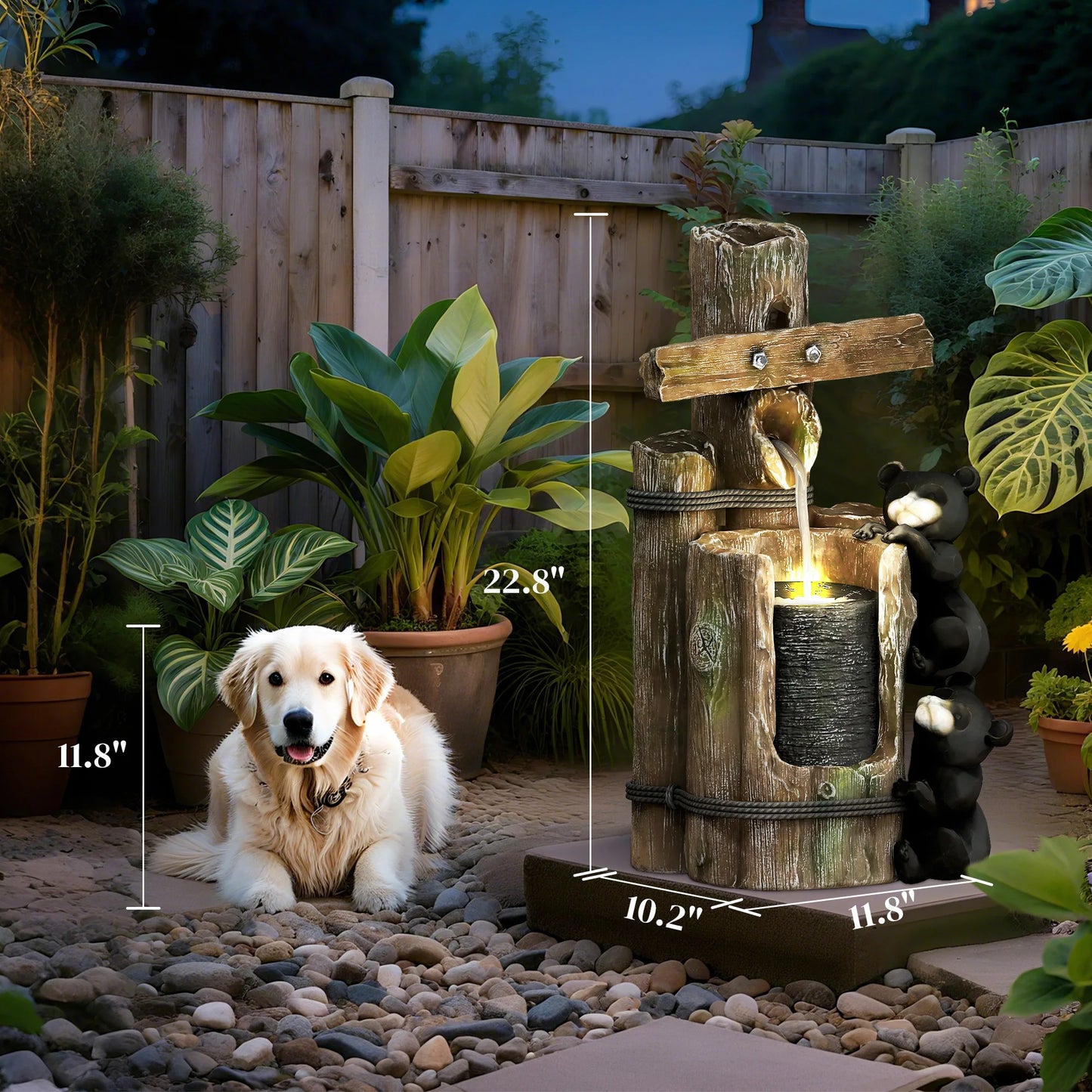 Three Tier Outdoor Waterfall Fountain With LED Lights And Pump