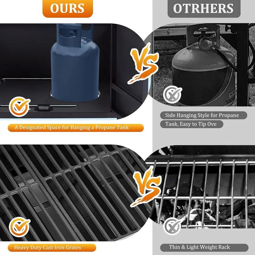 Four Burner Propane Gas BBQ Grill With Side Burner Thermometer