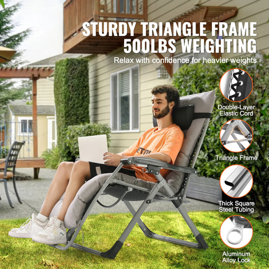 SucceBuy Zero Gravity Lounge Chair With Adjustable Recline And Cupholder