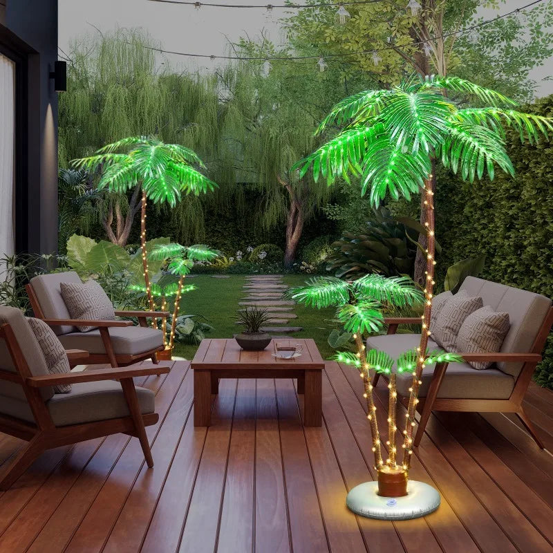 Solar Powered LED Palm Tree Decor With 8 Lighting Modes For Outdoor Use