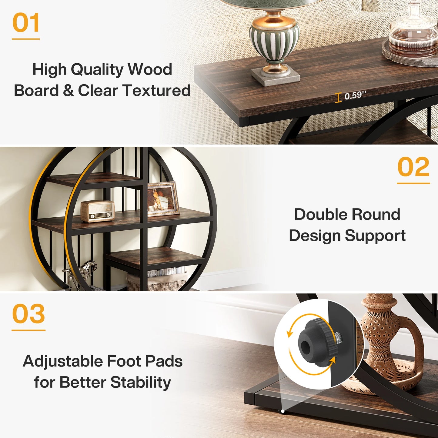 Industrial Console Table For Narrow Entryway Hallway Thick Top