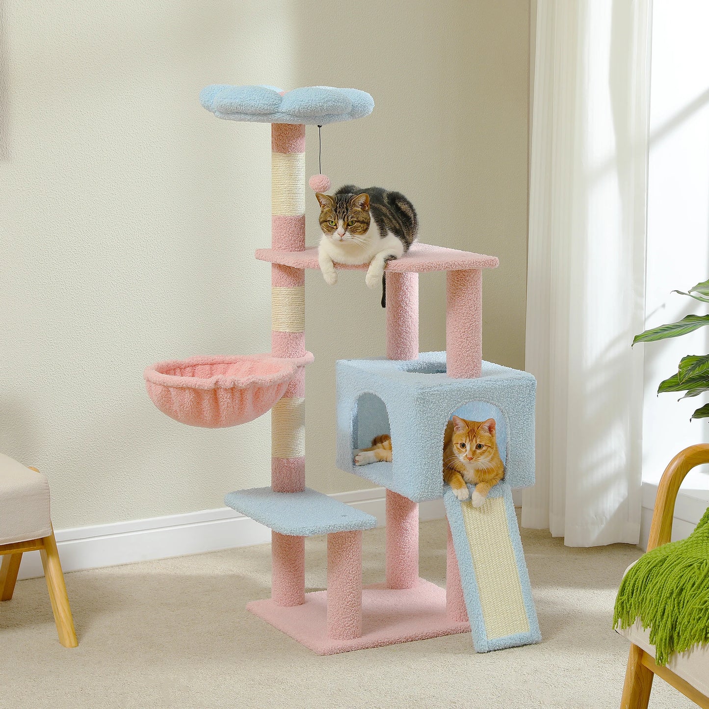 Flower Cat Tree Tower with Scratching Posts for Playful Cats
