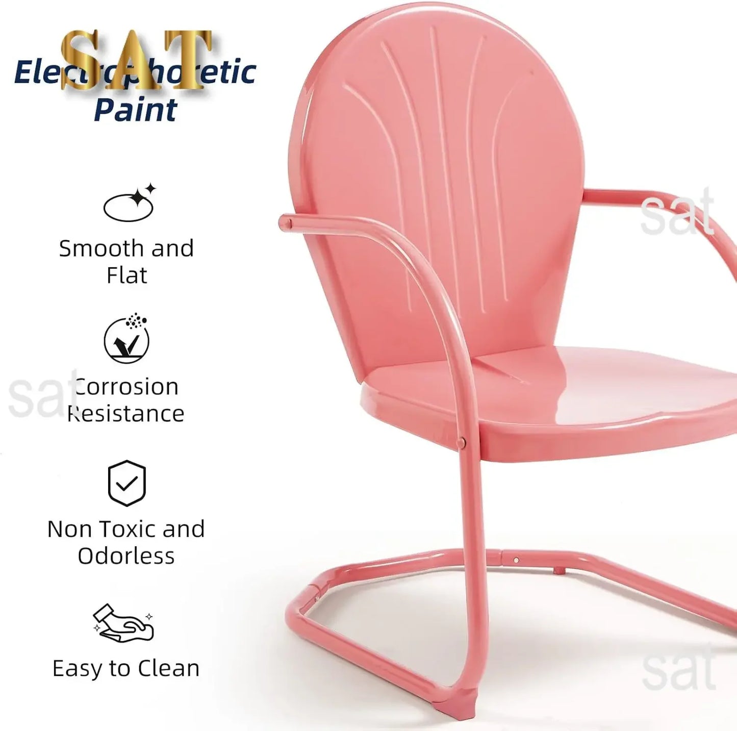 Outdoor Retro Metal Lawn Chair Set With Round Side Table