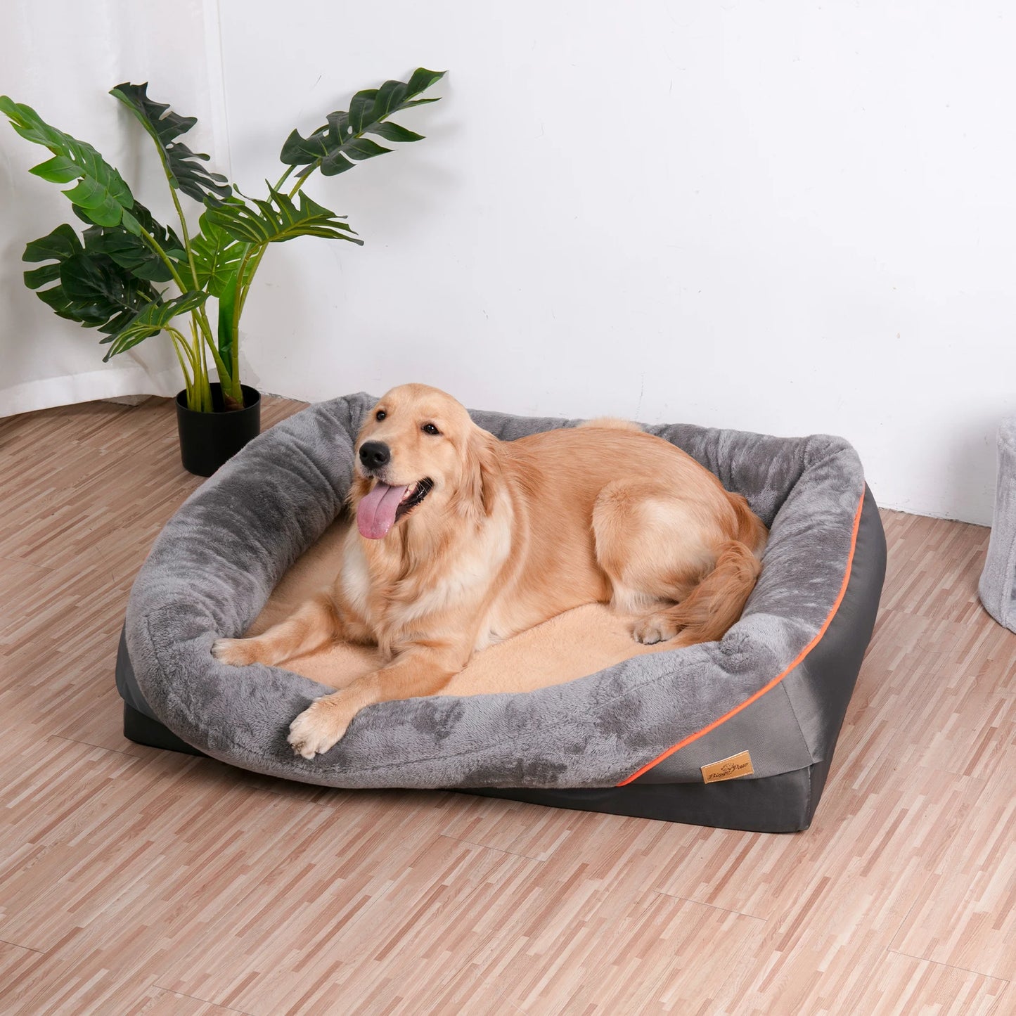 Orthopedic Foam Dog Bed With Removable Cotton Padded Bolster Cover