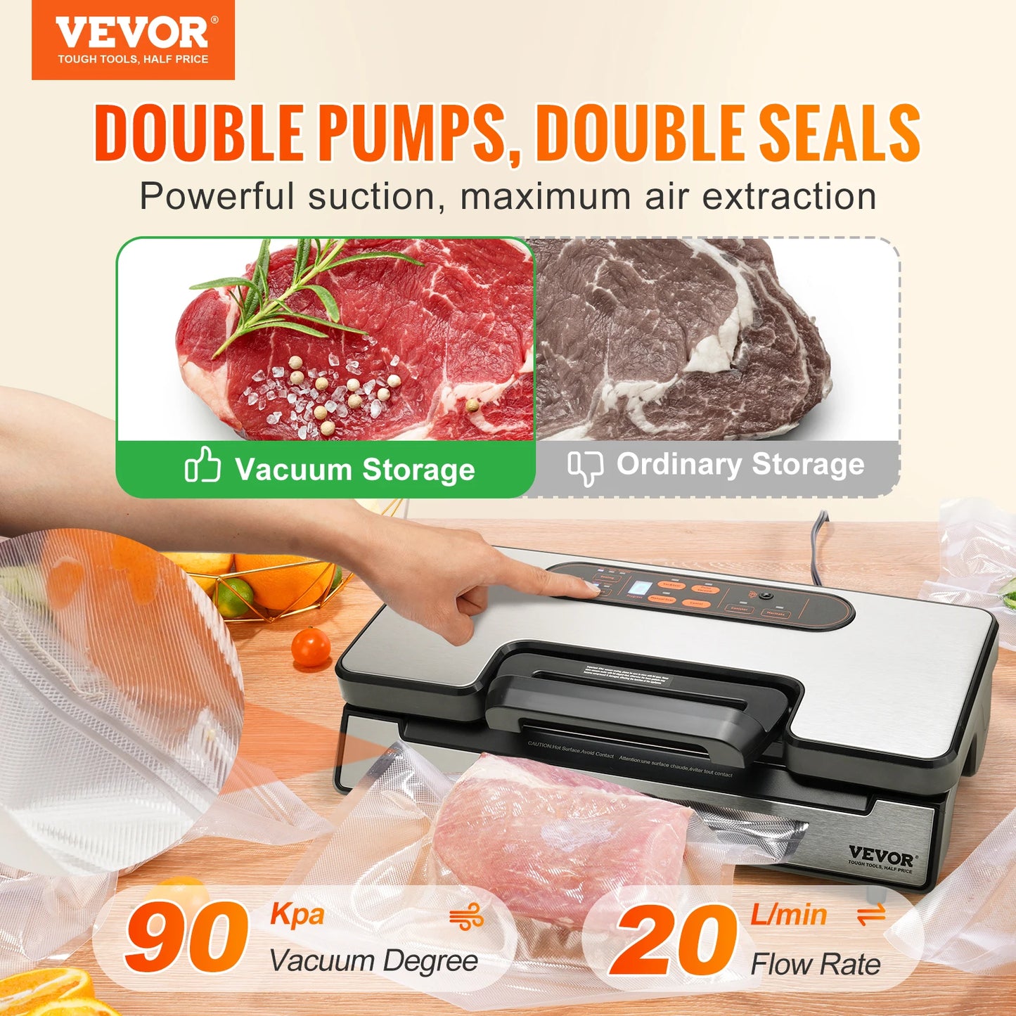 Vacuum Sealing Machine 130W with Free Bags for Household Kitchen