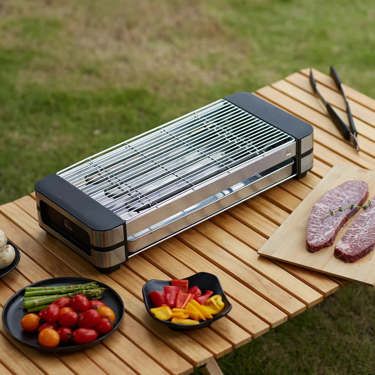 AMERZIS Stainless Steel Electric Grill With Temperature Control And Removable Surface