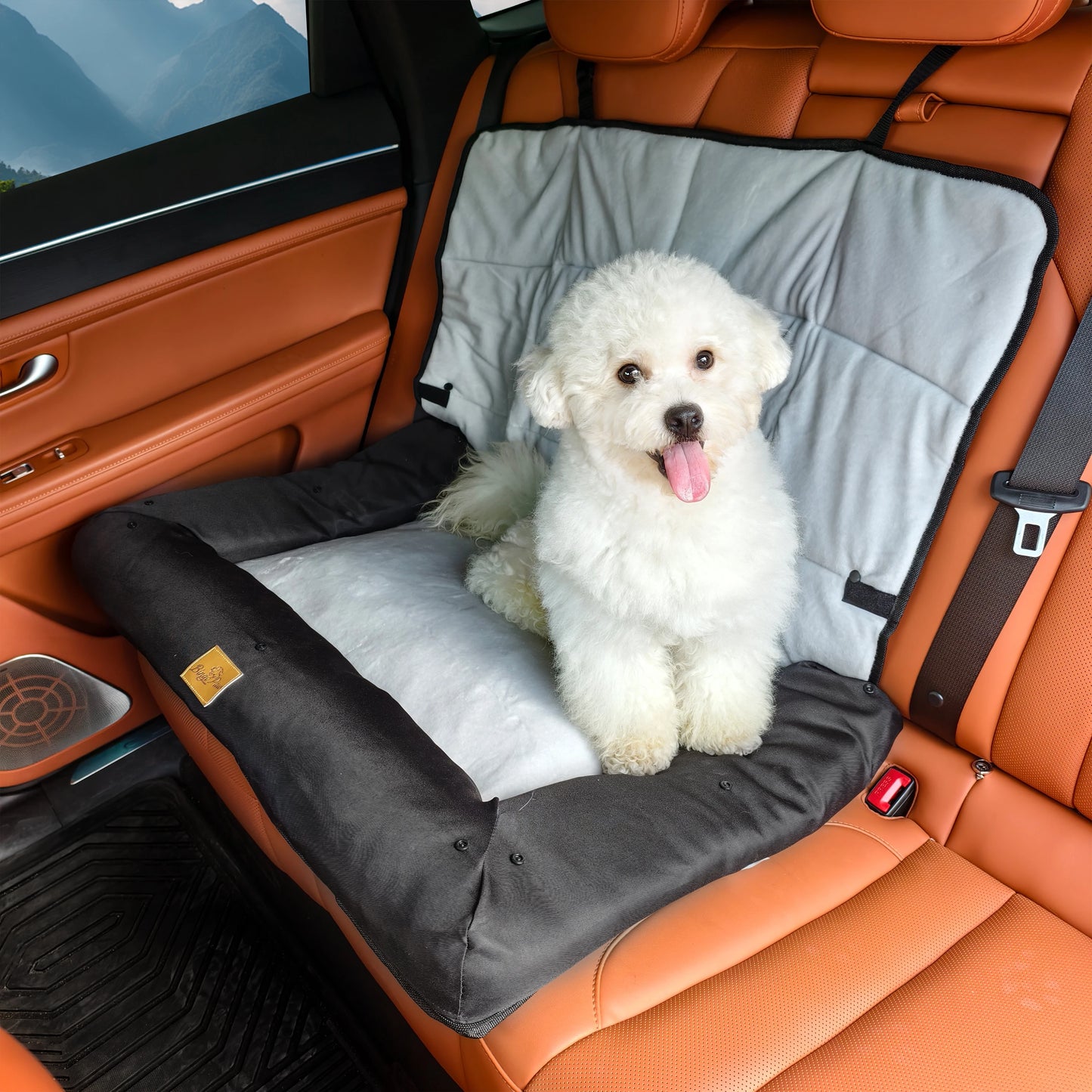 Convertible Water-Resistant Pet Car Seat Cushion With Removable Cover