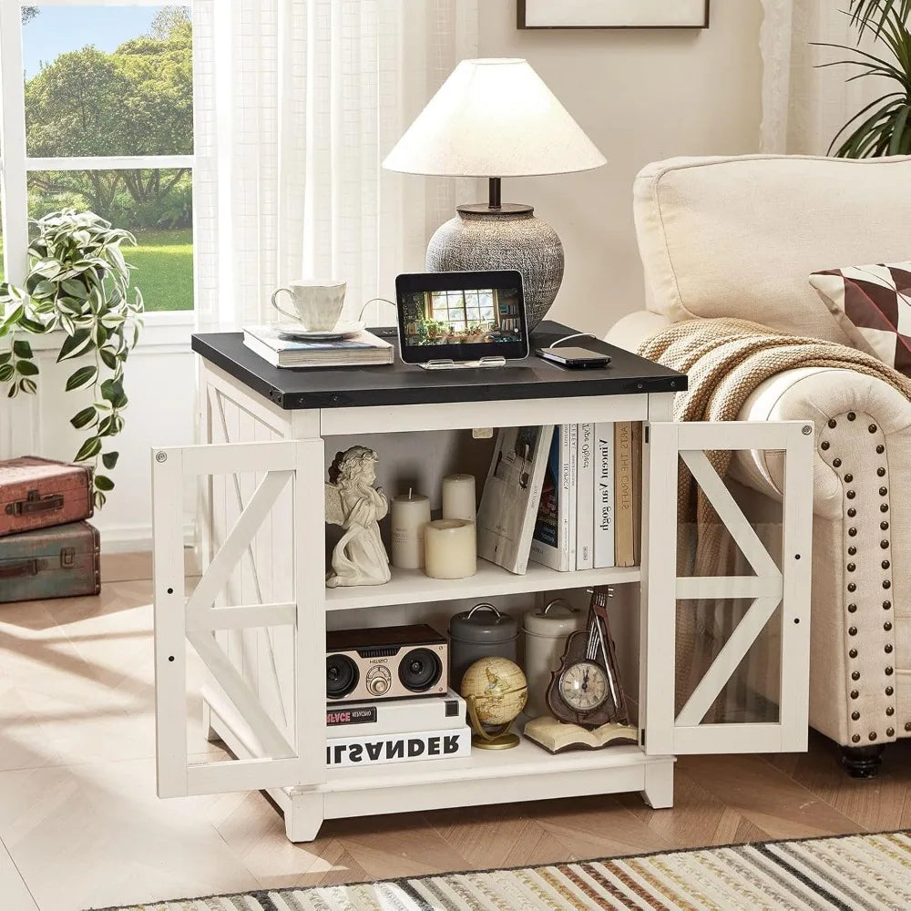 Rustic Farmhouse Coffee Table With Built In Charging Port