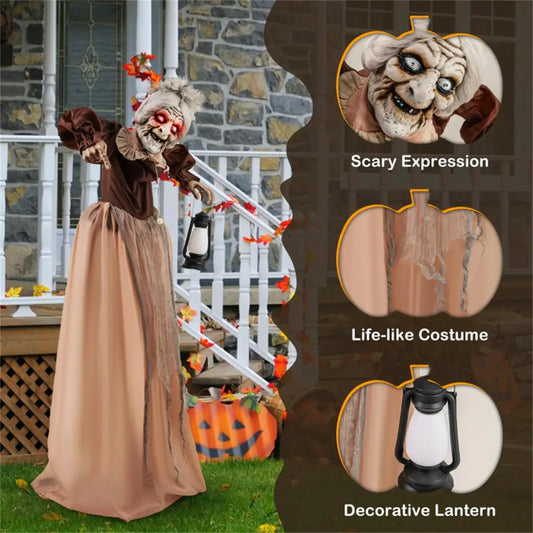 Spooky Animated Old Lady Halloween Decoration for Haunted House