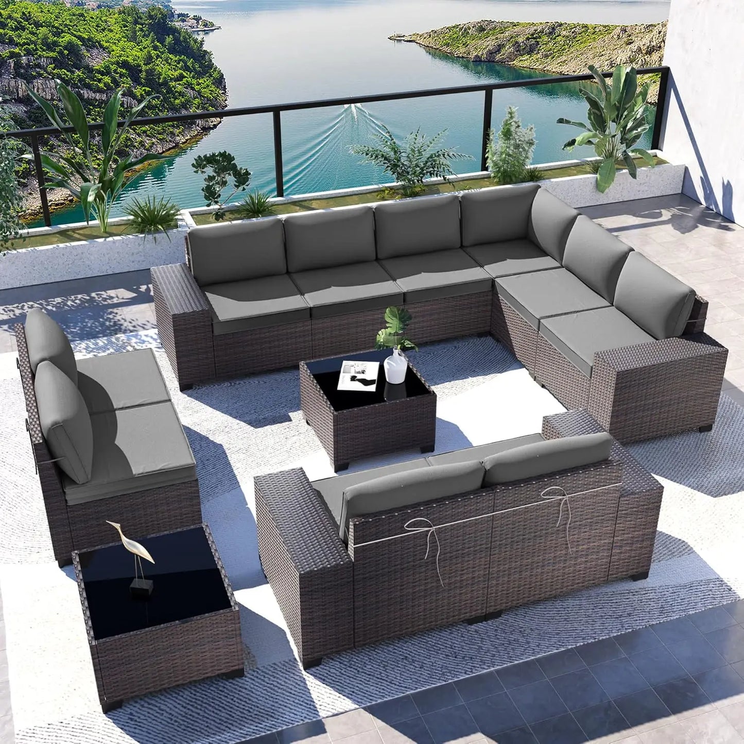 Outdoor Patio Furniture Set Sectional Rattan Sofa For Garden Comfort