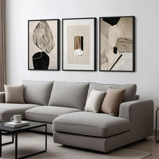 Abstract Triptych Wall Art Set Of 3 Canvas Prints Interiors