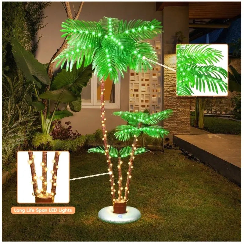 Solar Powered LED Palm Tree Decor With 8 Lighting Modes For Outdoor Use