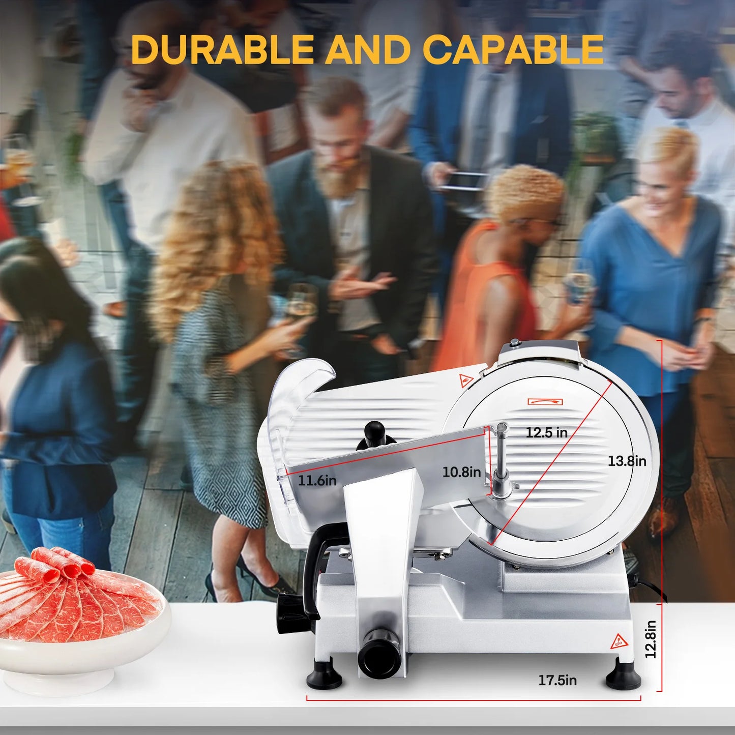 12-Inch Electric Meat and Deli Slicer with Adjustable Thickness