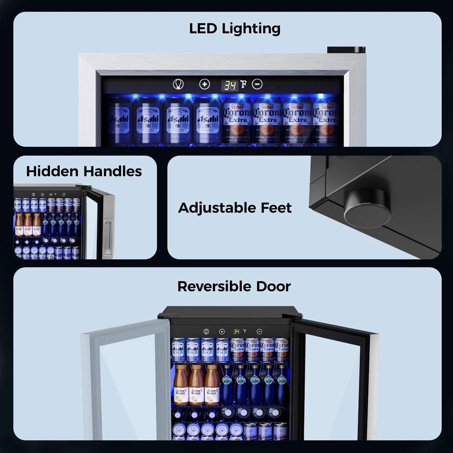 Digital Beverage Refrigerator With Adjustable Temperature For Home Bar
