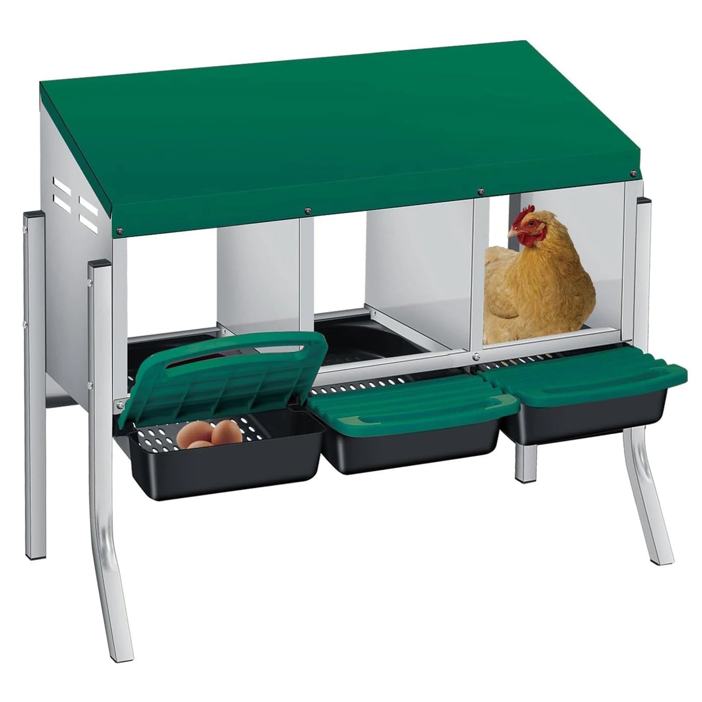 Automatic Rollout Metal Chicken Nesting Box With Collection Tray