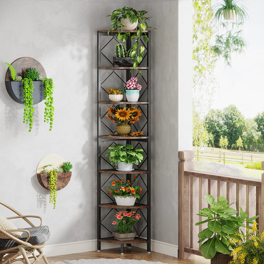 Tribesigns 7 Tier Industrial Corner Shelf For Small Spaces