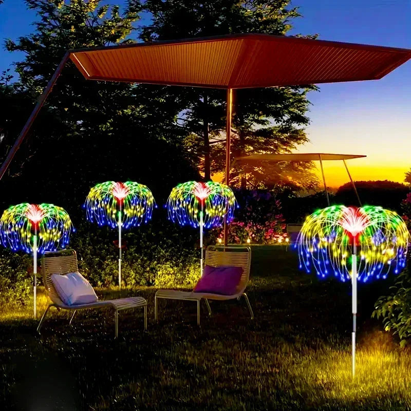 Outdoor Solar Firework Lights With 8 Lighting Modes For Garden Pathways