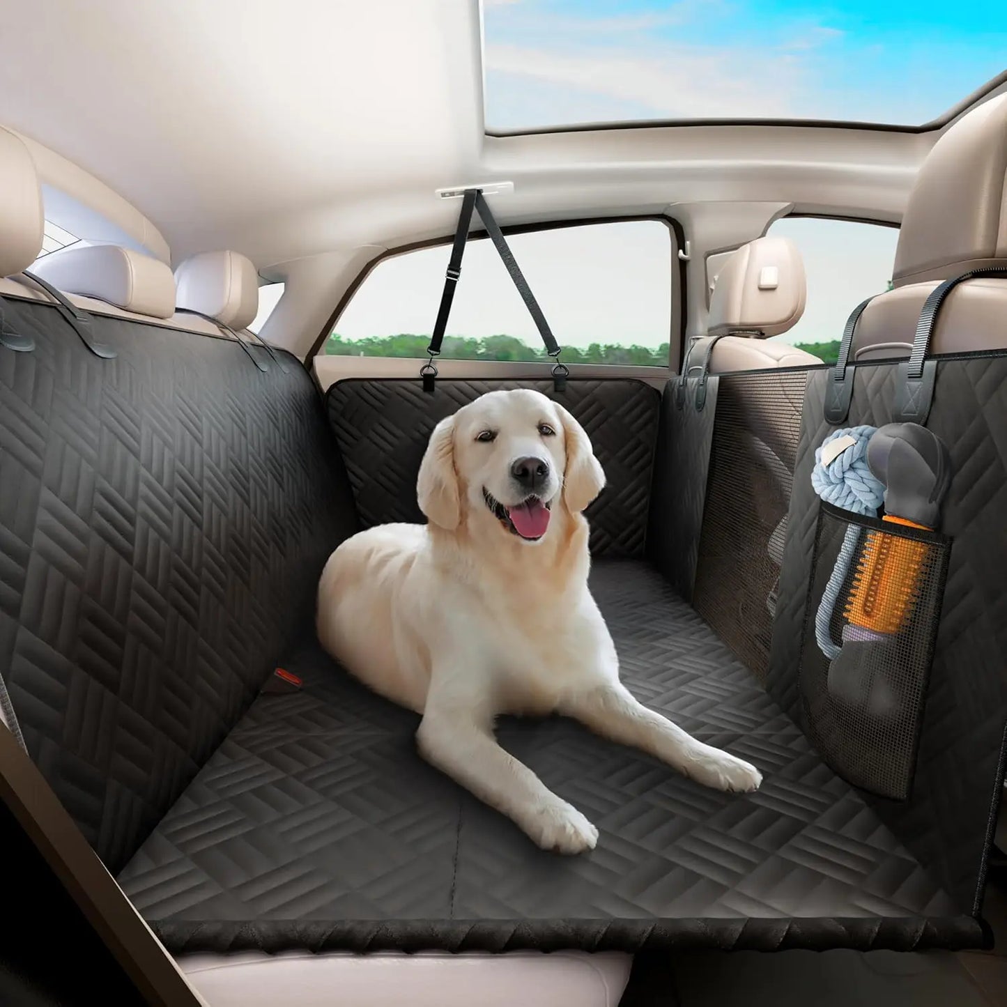 Rear Seat Dog Cover With Hard Bottom Extender Hammock